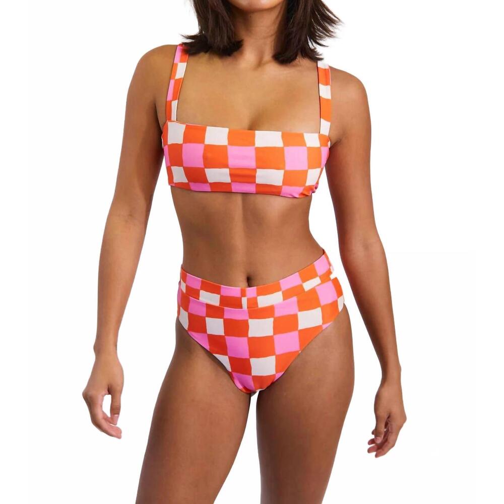 NEW CITRINE maggie top in pink and orange check